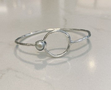 Bangle bracelet with semi precious stones