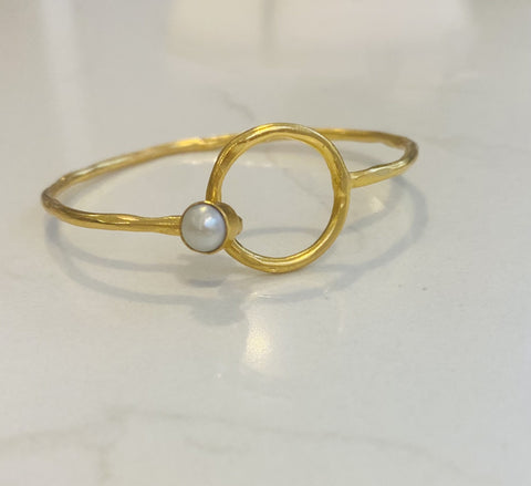 Bangle bracelet with semi precious stones