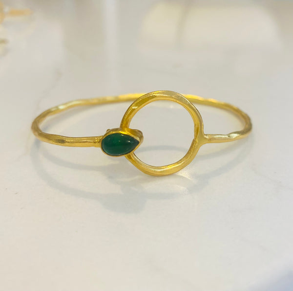 Bangle bracelet with semi precious stones