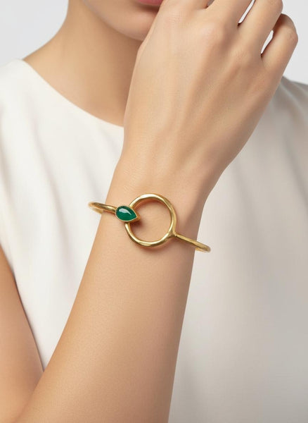 Bangle bracelet with semi precious stones