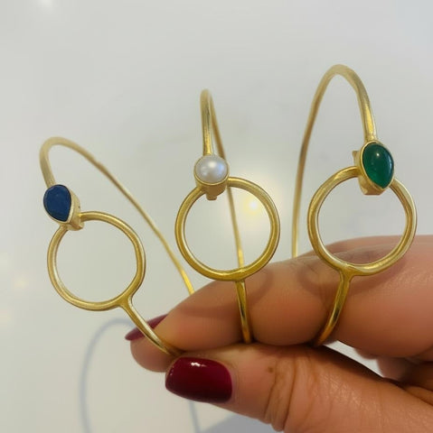 Bangle bracelet with semi precious stones