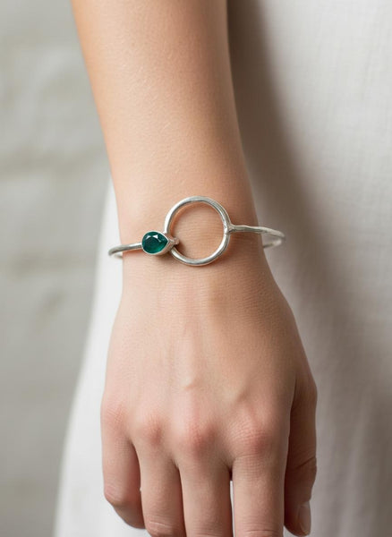 Bangle bracelet with semi precious stones