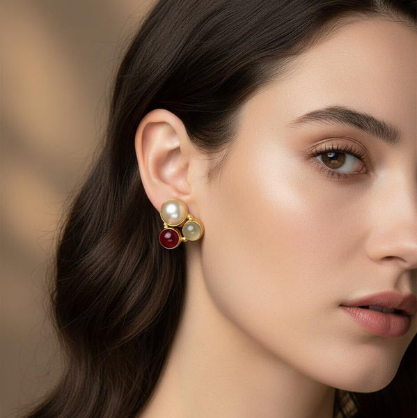 Semi precious stone studs