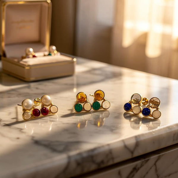 Semi precious stone studs