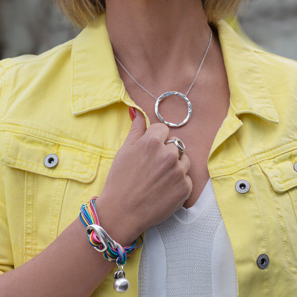 Multi-Colour Cotton Bracelet with Ball Charm